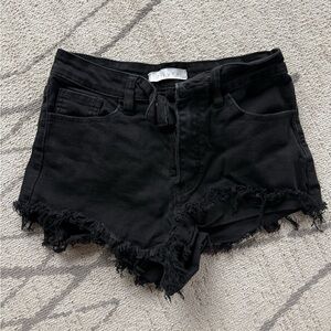 Trendy Black Frayed Jean Shorts